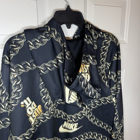 Nike Sportswear Icon Clash Chain Women Crop Top Hoodie Black Gold 2X - Picture 6 of 9